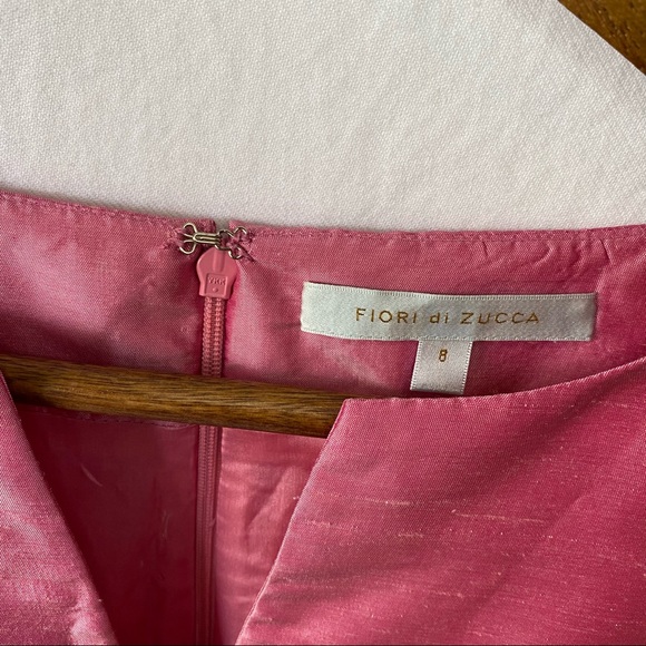 Fiori Di Zucca Pink Silk Sea Shell Embellished A Line Dress Size 8 - Picture 7 of 11